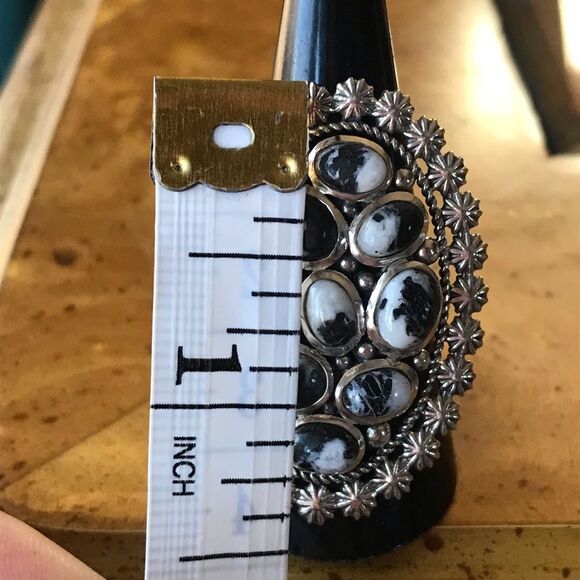 Genuine White Buffalo Sterling Silver Statement Ring 9 - Picture 5 of 9